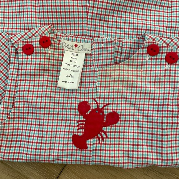 Crawfish Lobster Gingham Onesie Size 3 months - Picture 2 of 3